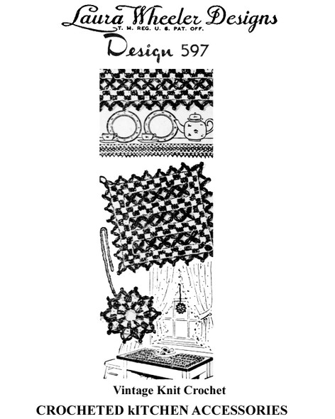 Crochet Mats, Potholders, Curtain Pull, Edging Pattern Design 597