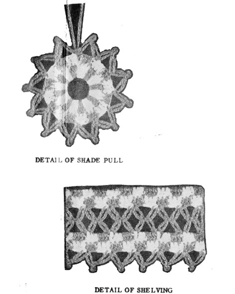 Illustration of crochet curtain pull and edging