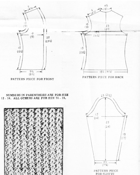 Layout Chart and Pattern Illustration for Jiffy Knitted Jacket