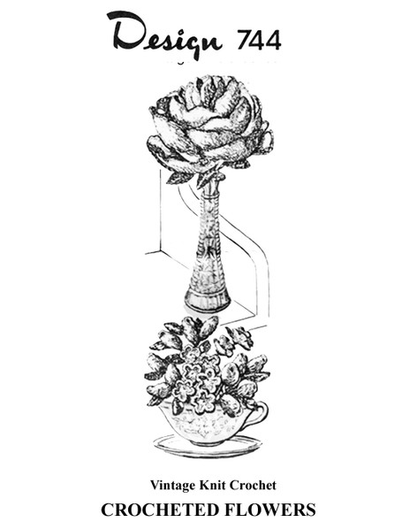 Rose & Forget Me Nots Crochet Flowers Pattern Design 744