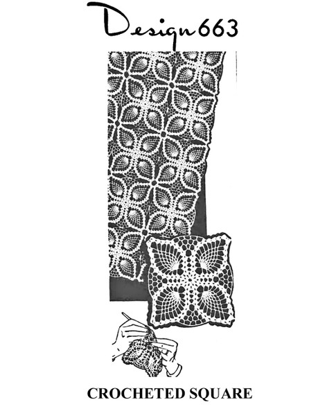 Pineapple Square Pattern for tablecloths, spreads, runners, MaiL Order Design 663