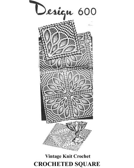 Fan of pineapples crocheted square pattern Design 600