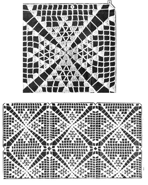 Crochet Square Pattern Stitch Illustration, spiderweb