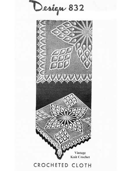 Crocheted Pineapple Cloth Pattern, Square Design 832