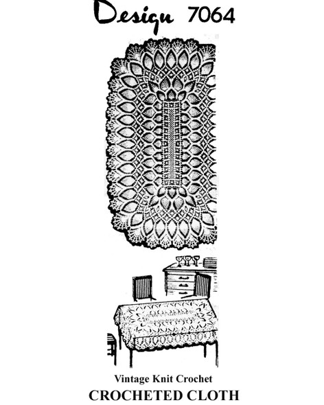 Crochet Pineapple Runner and Cloth Pattern, Mail Order Design 7064