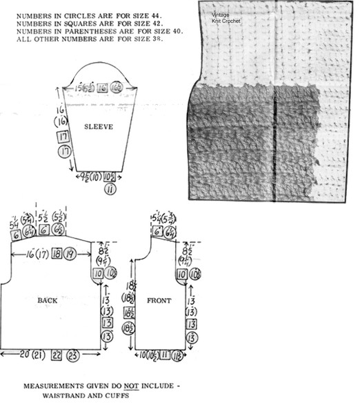 Mans crochet cardigan pattern illustration