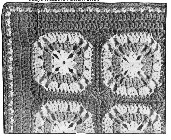 Crochet Granny Squares joined for jacket illustration, Design 7089