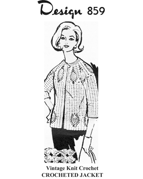 Pineapple Crochet Cardigan Jacket Pattern, Design 859