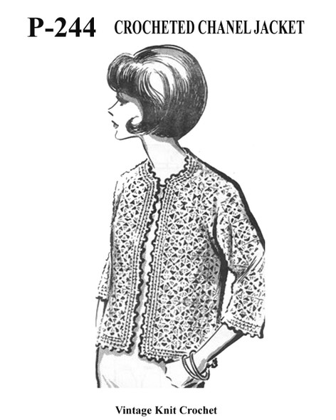 Crochet motif chanel styled jacket pattern, Anne Cabot P-244