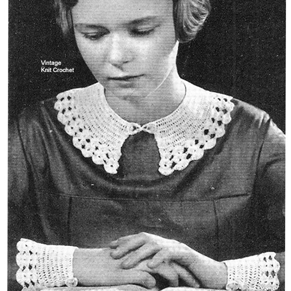 Crochet Pineapple Petals Collar Cuffs Set Design 6011