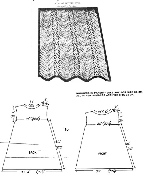 Crocheted Dress with Layout Charts for Design 736
