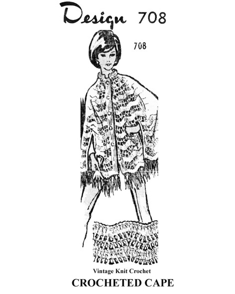 Lacy Stripe crocheted cape pattern, Mail Order Design 708