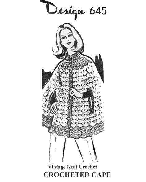 Shell Stitch Crocheted Cape Pattern Design 645