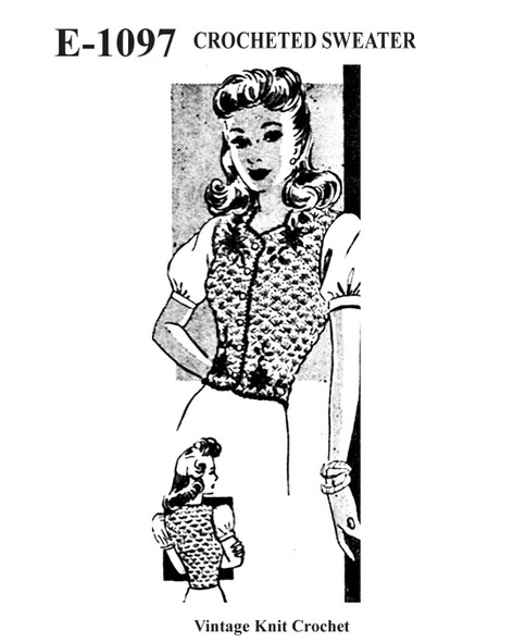 Vintage Fitted Top Crochet Pattern, Mail Order 1097