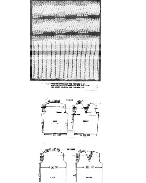 Illustration of knitted tunic with blocking chart
