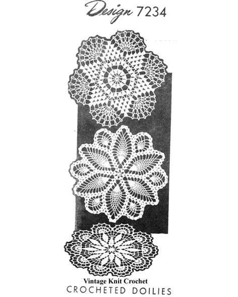Small crocheted doilies pattern; three different designs - design 7234
