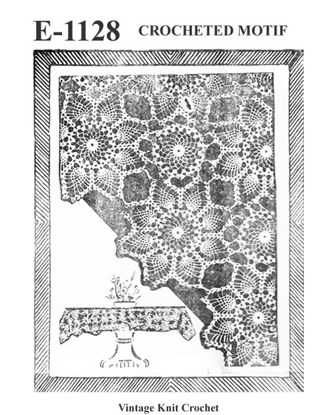 Crochet Pineapple Motif Pattern for Tablecloth and accessories, Mail Order No E-1128