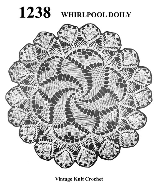 Vintage Crochet Whirlpool Doily Pattern 1238, Mail Order