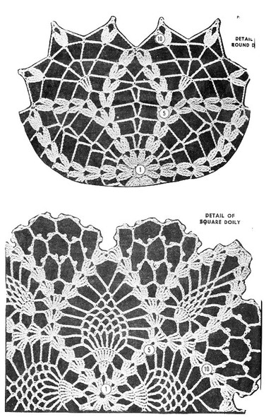 Illustration for Design 7468 round an oval doilies