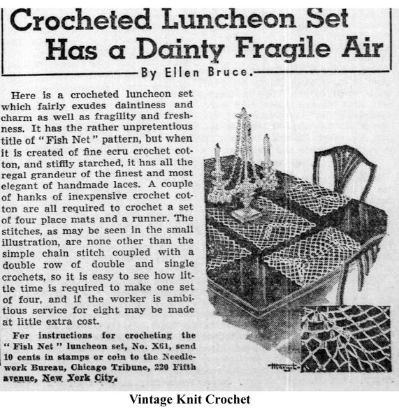 Crochet Fish Net Placemats Patterns, Ellen Bruce 61