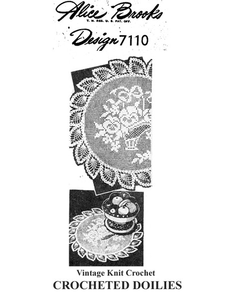 Filet Crochet Pansy Doilies with Pineapple Border, Design 7110