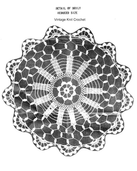 Illustration of vintage crochet daisy doily pattern