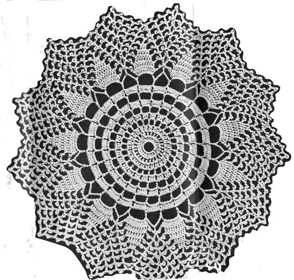 Large Pineapple Seed Crocheted Doily Pattern No 5535