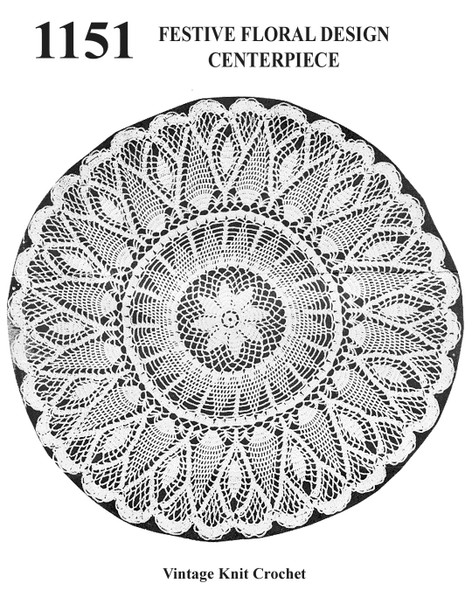 Large Flower Doily Crochet Pattern, Mail Order 1151 from Martha Madison