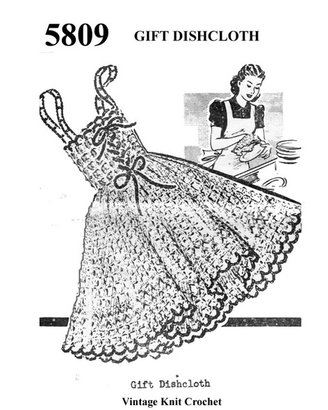 Dress Shaped Crochet Dishcloth Pattern No 5809