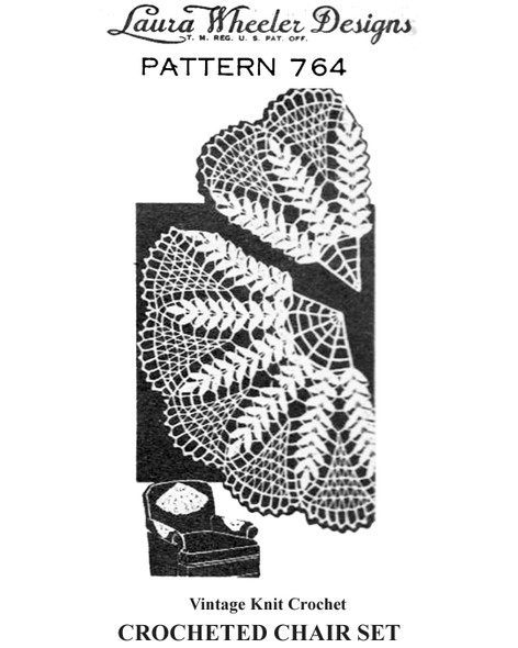 Fern Crochet Chair Doily Pattern Set, laura Wheeler Mail Order Design 765