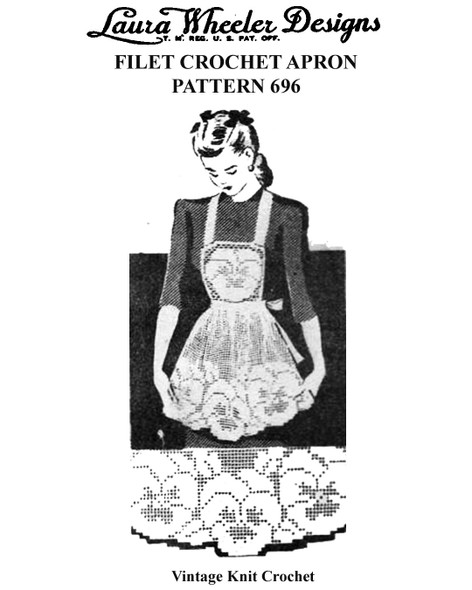 Pansy Filet Crochet Apron Pattern Design 696