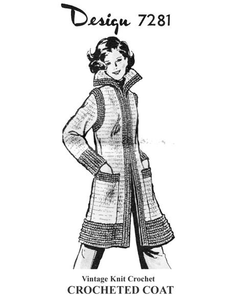 Knee Length Crochet Coat Pattern Design 7281