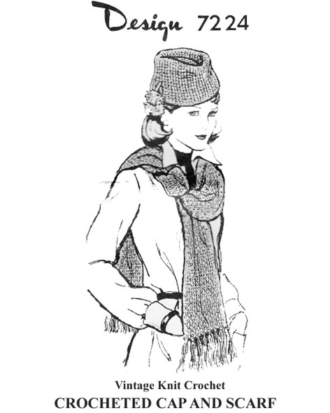 Crochet Garrison Cap and Scarf Pattern Design 7224