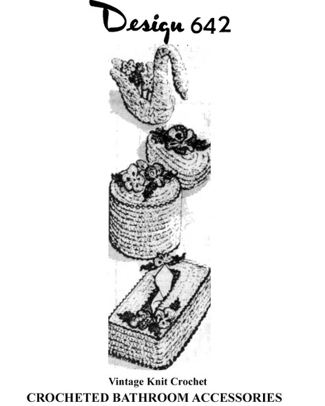 Crochet Bathroom Accessories include tissue cover and basket