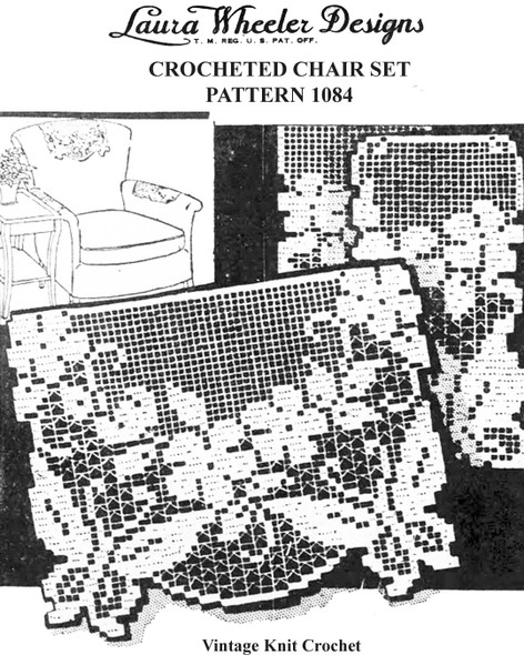 Butterfly and Flowers Filet Crochet Chair Doily Design 1084