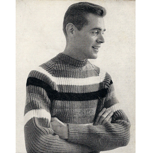 Mens Ribbed Striped Sweater Knitting Pattern