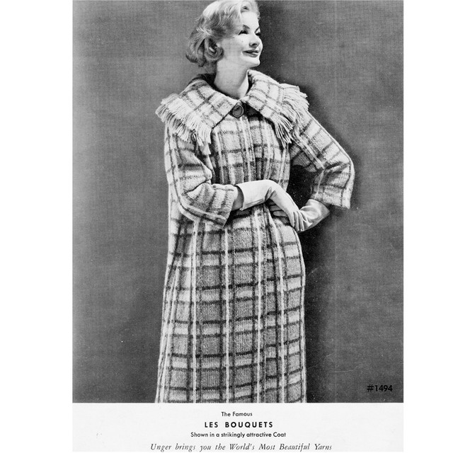 Vintage Knitted Coat Pattern in Plaid