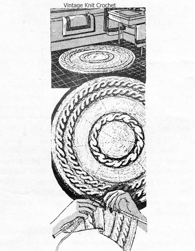 Knitted Round Cable Rug Pattern, Alice Brooks 7269, Mail Order
