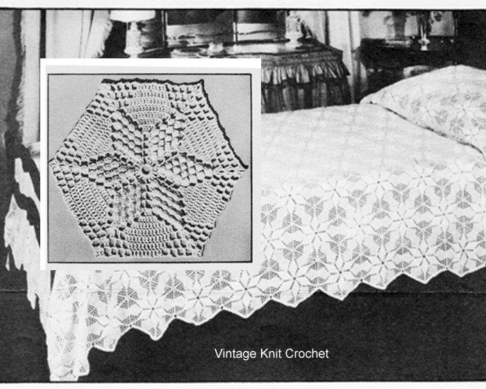 Crochet Star Bedspread Medallion in Popcorn Stitch