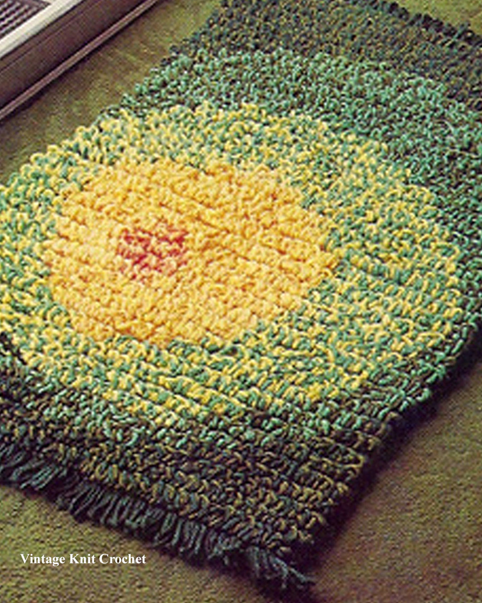 Vintage Crochet Rug Pattern, Circle Motif in Heavy Rug