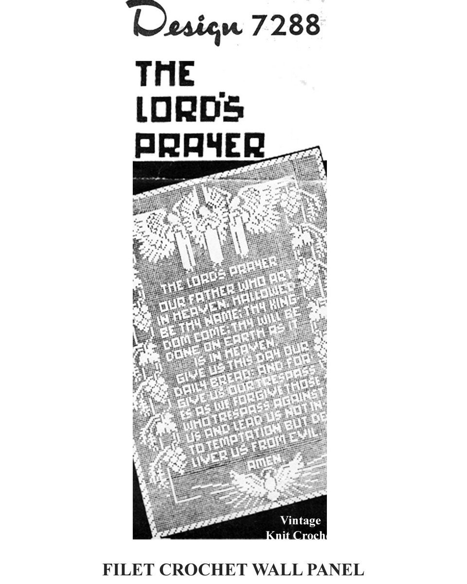 The Lord's Prayer in Filet Crochet Pattern, Mail Order 7288