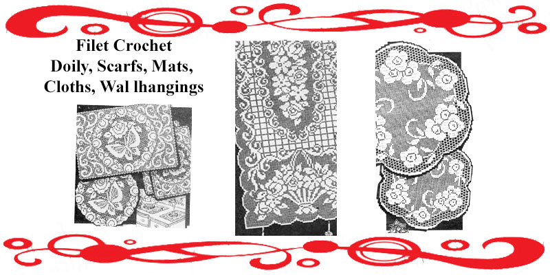 Mail Order Filet Crochet Doilies Scarfs Pattern Collection Banner