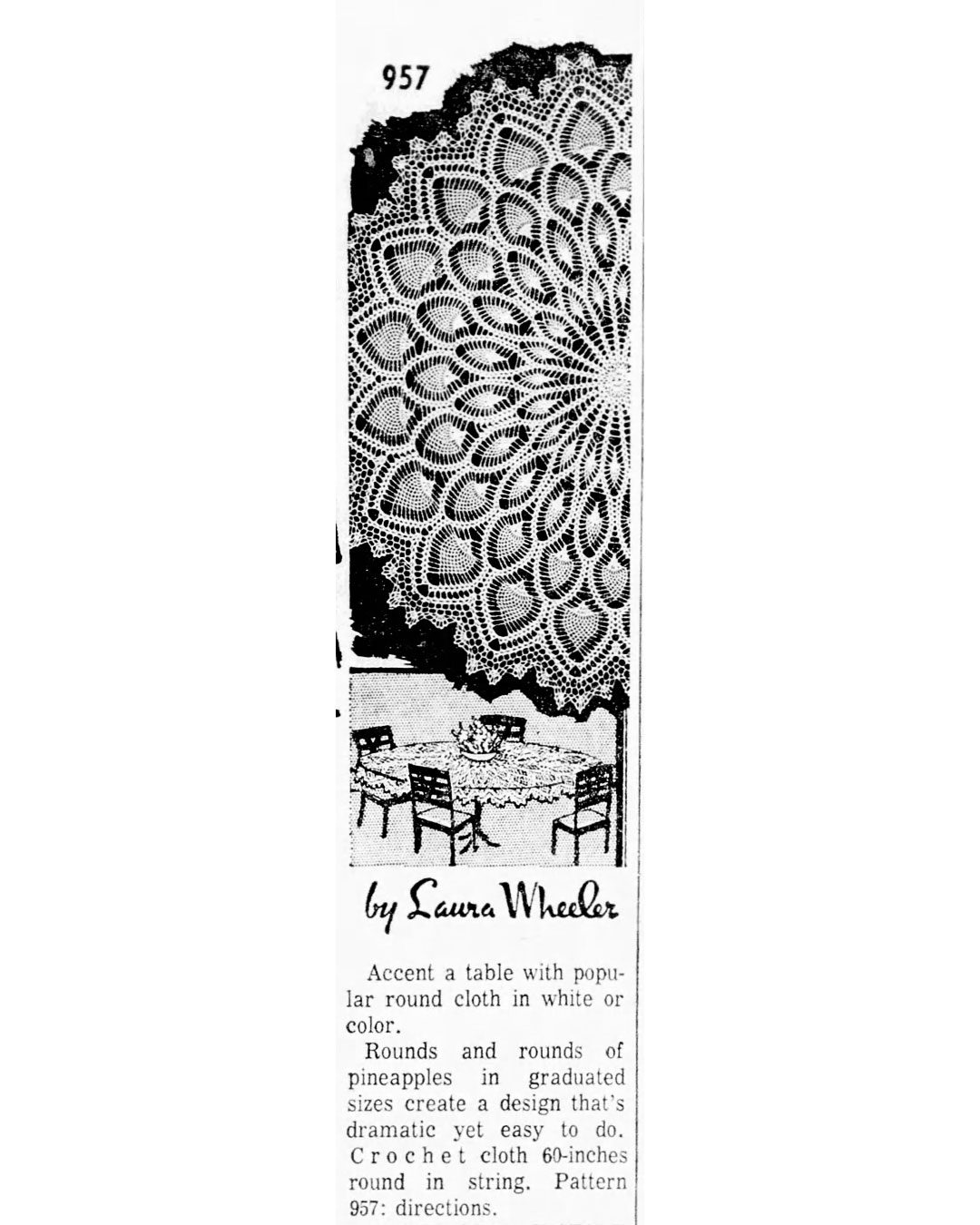 Pineapple Cloth Pattern Newspaper Advertisement for Mail Order Design 957.