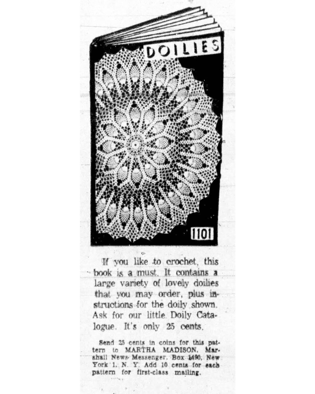 1962 Doilies Catalog of Mail Order patterns from Ellen Bruce, Martha Madison and Needlework Bureau