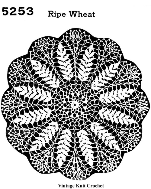 Crochet Wheat Doilies Pattern in three sizes, Mail Order No 5253