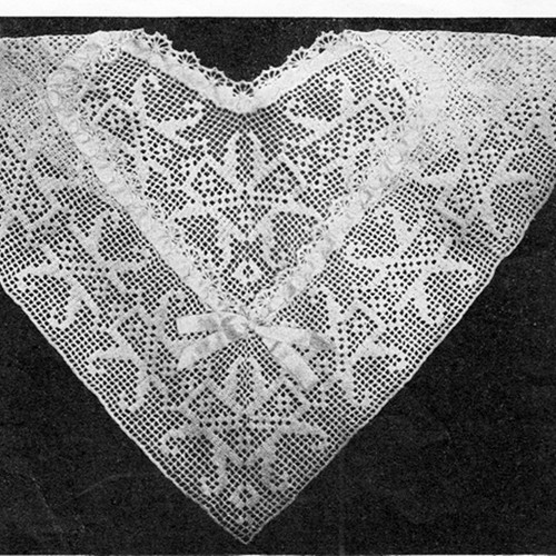 Filet Crochet Square Yoke Collar Pattern, Vintage 1920s