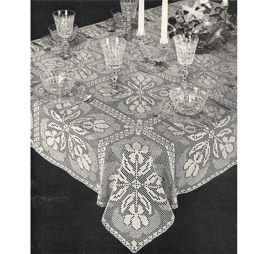 Shadow Filet Crochet Iris Flower Table Cloth Pattern 7584