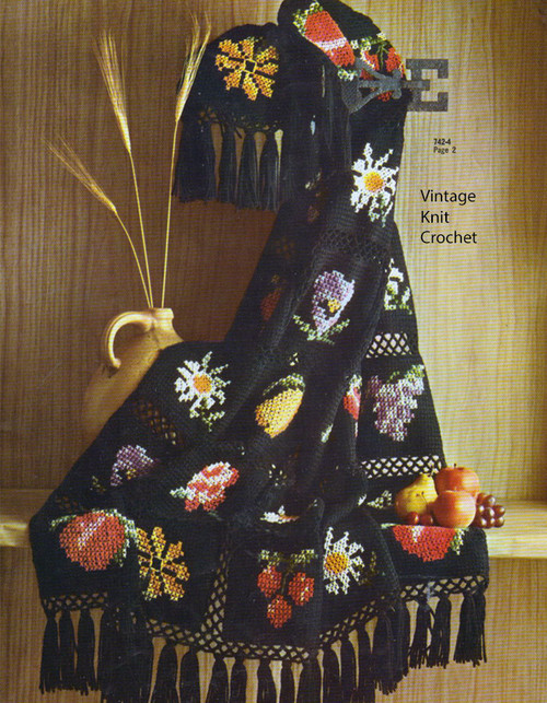 Crochet Tapestry Afghan, Fruit Flowers, Pattern