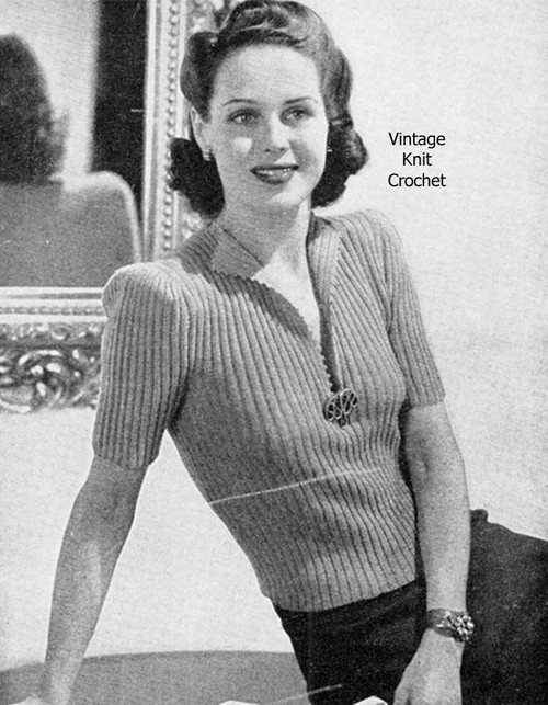 Knitted Short Sleeve Rib Blouse Pattern