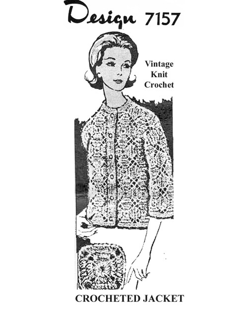 Crochet Mohair Motif Jacket Pattern, Alice Brooks Design 7157